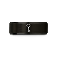 stylish tungsten jewelry pieces – black & rose gold tungsten heart set wedding band