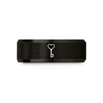 engraved tungsten promise ring – black tungsten heart set wedding band
