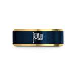 him metal rings stylish – gold & blue tungsten rainbow flag wedding band