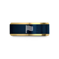 him metal rings stylish – gold & blue tungsten rainbow flag wedding band