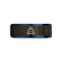 tungsten carbide ring him – gunmetal & blue tungsten agv robot wedding band