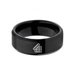 tungsten rings comfort fit – black tungsten ruler grid wedding band
