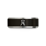 unisex wedding tungsten band – black & gray tungsten tree stand ladder wedding band