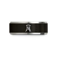 unisex wedding tungsten band – black & gray tungsten tree stand ladder wedding band