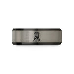 unisex wedding tungsten band – black & grey tungsten tree stand ladder wedding band