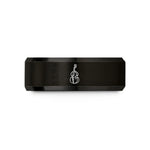 engraved couple promise rings – black tungsten double bass wedding band