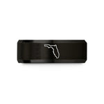 matching couple bands set – black tungsten florida wedding band