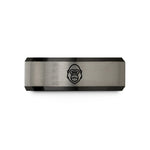 engravable wedding bands – black & silver tungsten gorilla wedding band