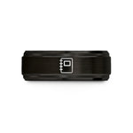 engraved titanium men’s band – black & rose gold tungsten sketchbook wedding band