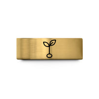 engraved tungsten ring him – gold tungsten sprout seedling wedding band