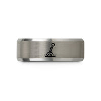 engraved tungsten ring him – black & grey tungsten track switch lever wedding band