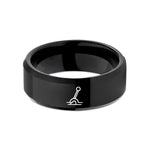 men's comfort fit ring – black tungsten track switch lever wedding band