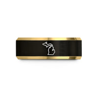 men’s tungsten wedding band – black & gold tungsten michigan wedding band