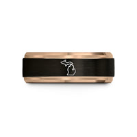 men’s tungsten wedding band – black & rose gold tungsten michigan wedding band