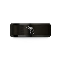 couples matching wedding bands – black tungsten michigan wedding band