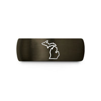 men’s tungsten wedding band – gunmetal & rose gold tungsten michigan wedding band