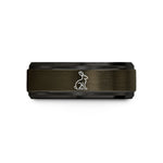 engraved tungsten wedding rings – gunmetal & black tungsten ostara hare wedding band