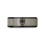 tungsten men and women – black & silver tungsten owl wedding band