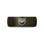 tungsten men and women – gunmetal & black tungsten owl wedding band