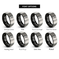 font options for inside engraving on black & silver tuning fork rings