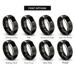 font options for inside engraving on black & silver tuning fork rings