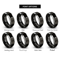 font options for inside engraving on black & silver tuning fork rings