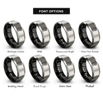 font options for inside engraving on black & gray tuning fork rings