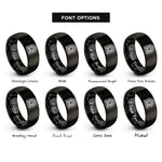 font options for inside engraving on black tunnel portal rings
