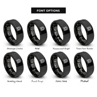 font options for inside engraving on black tunnel portal rings