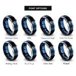 font options for inside engraving on blue & grey tunnel portal rings
