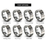 font options for inside engraving on silver tunnel portal rings
