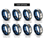 font options for inside engraving on blue & grey tunnel view yosemite rings