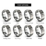 font options for inside engraving on silver tunnel view yosemite rings