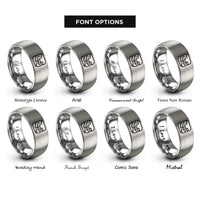 font options for inside engraving on silver tunnel view yosemite rings