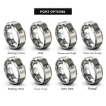 font options for inside engraving on silver tunnel view yosemite rings
