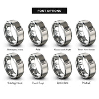 font options for inside engraving on silver tunnel view yosemite rings
