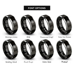 font options for inside engraving on black & silver turbine rotor rings