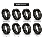 font options for inside engraving on black turbine rotor rings