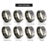 font options for inside engraving on gunmetal & silver turbine rotor rings