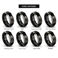 font options for inside engraving on black & gray turbocharger rings