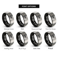 font options for inside engraving on black & silver turbocharger rings