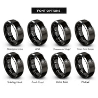 font options for inside engraving on black & silver turbocharger rings