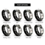 font options for inside engraving on black & silver turbocharger rings