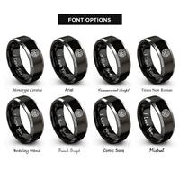 font options for inside engraving on black & gray turing spots rings