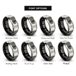 font options for inside engraving on black & silver turing spots rings