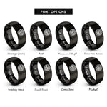 font options for inside engraving on black turing spots rings