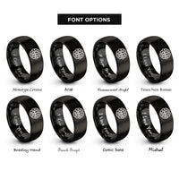 font options for inside engraving on black turing spots rings