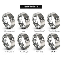 font options for inside engraving on grey turing spots rings