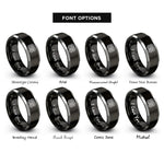 font options for inside engraving on black & grey turing stripes rings