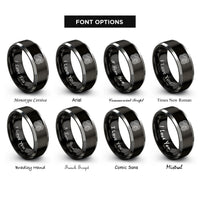 font options for inside engraving on black & grey turing stripes rings